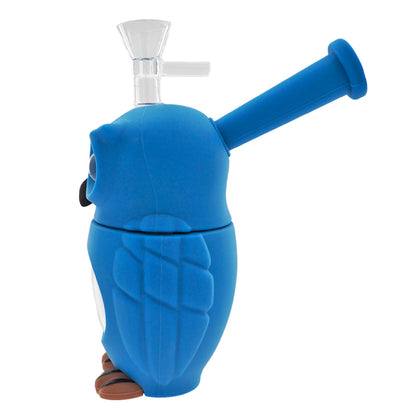 BÚHO AZUL BONG VIDRIO SILICONA 16CM